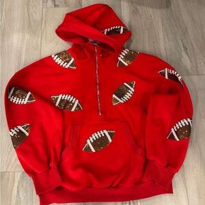 amazon red sequin football hoodie XL